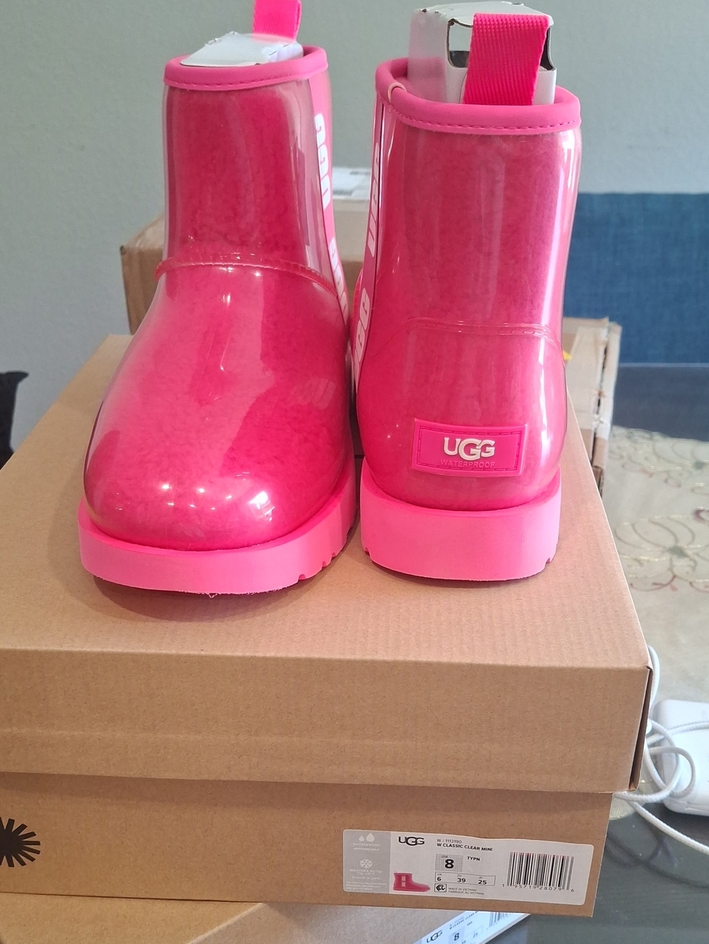 UGG Kids Bright Pink Glossy Waterproof Boots